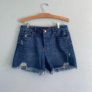 Express Boyfriend Midi Mid rise denim shorts. Size: 8,